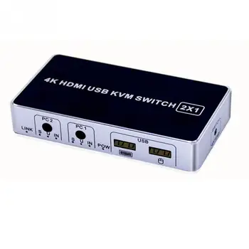 

Ultra HD Hdmi Port Aluminum Alloy DC 5V 4K Professional Stable For Keyboard KVM Switch Box USB 2.0 For Mouse Sharing Hub