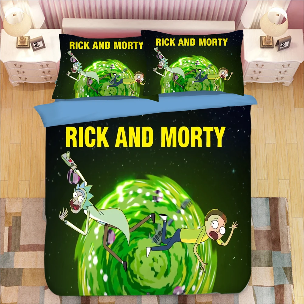 Rick and Morty 3D Bedding Set Duvet Covers Pillowcases Rick Sanchez Adult Animation Comforter Bedding Sets Bedclothes Bed Linen