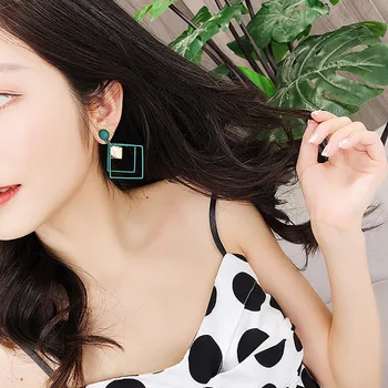 

Earrings For Women Fashion Simple Geometric Double Layer Square Personality Earrings Female Pendientes Para Mujer
