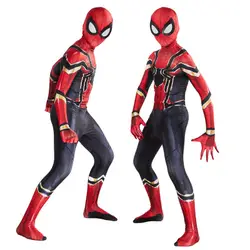 Детский костюм «Человек-паук» для мальчиков, косплей, костюмы зентай, Железный Человек-паук, боди супергероя, Мстители, военный костюм