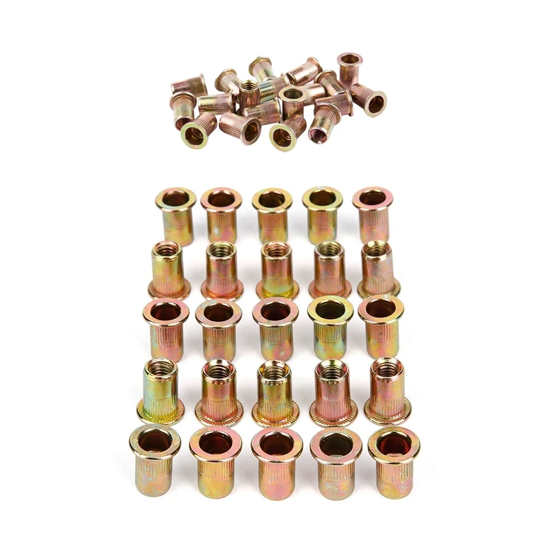 20Pcs Flat Head Metric Steel M8 Blind Insert Rivet Nut & 25 Pcs M6