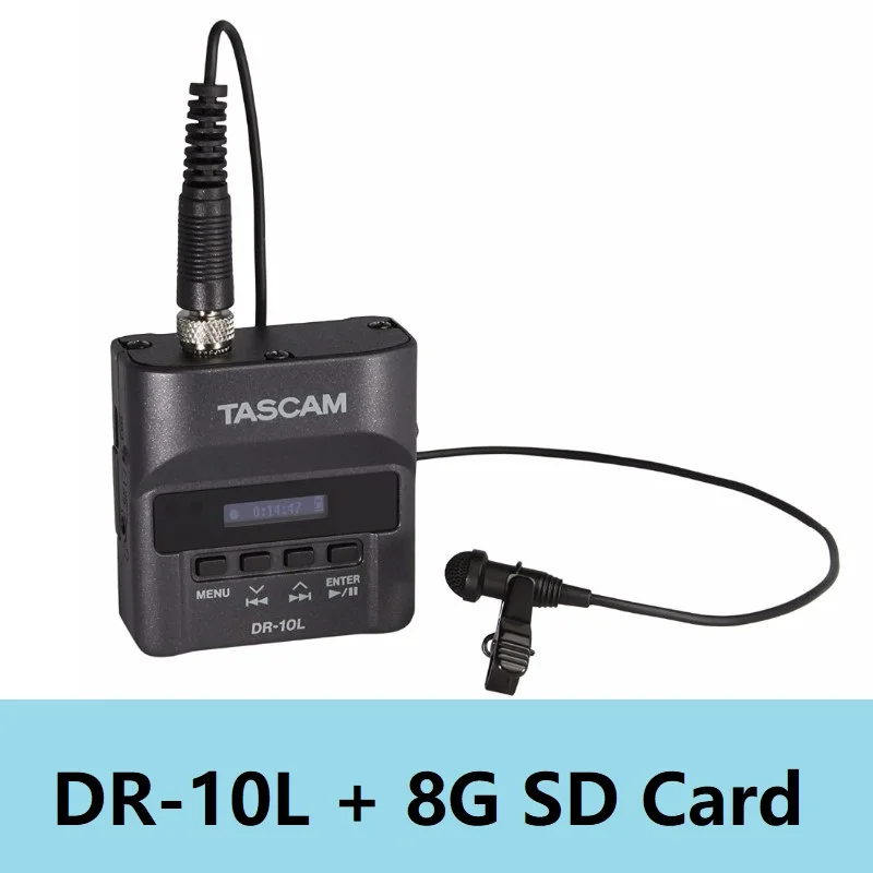 DR-10L and 8G card Tascam DR-10L высококачественный Миниатюрный цифровой аудиомагнитофон с петличный микрофон легкий корпус - Цвет: DR-10L and 8G card