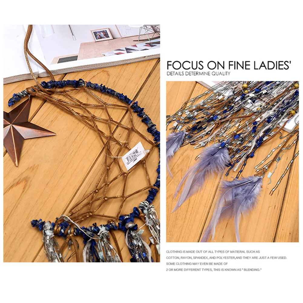 Dream Catcher Feathers Craft Pendant Unique Half Circle Moon Ornament Home Exquisite Festival Decoration Gift Hanging Handmade