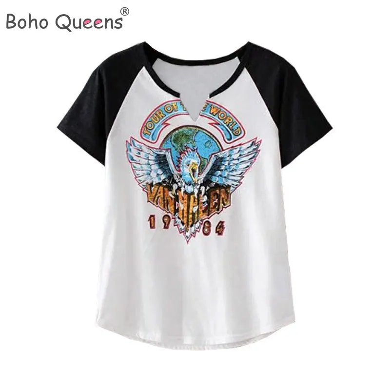 Женская Винтажная футболка с коротким рукавом Boho hippie хлопковая Футболка