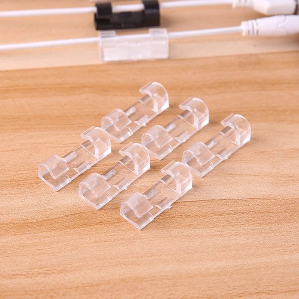 20Pcs Adhesive Data Cable Charging Wire Holder Clips Wall Desktop Cord Organizer peeling and fitting, using adhesive glue.