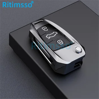 Custodia/cover per Chiave/telecomando in lega di zinco per Audi A1 A3 A4 A5 Q7 A6 C5 C6 accessori per lo Styling della borsa del supporto per auto 4 Custodia/cover per Chiave/telecomando in lega di zinco per Audi A1 A3 A4 A5 Q7 A6 C5 C6 accessori per lo Styling della borsa del supporto per auto - Custodia protettiva per coperture chiave pieghevole in lega di zinco per Audi A1 A3 A4