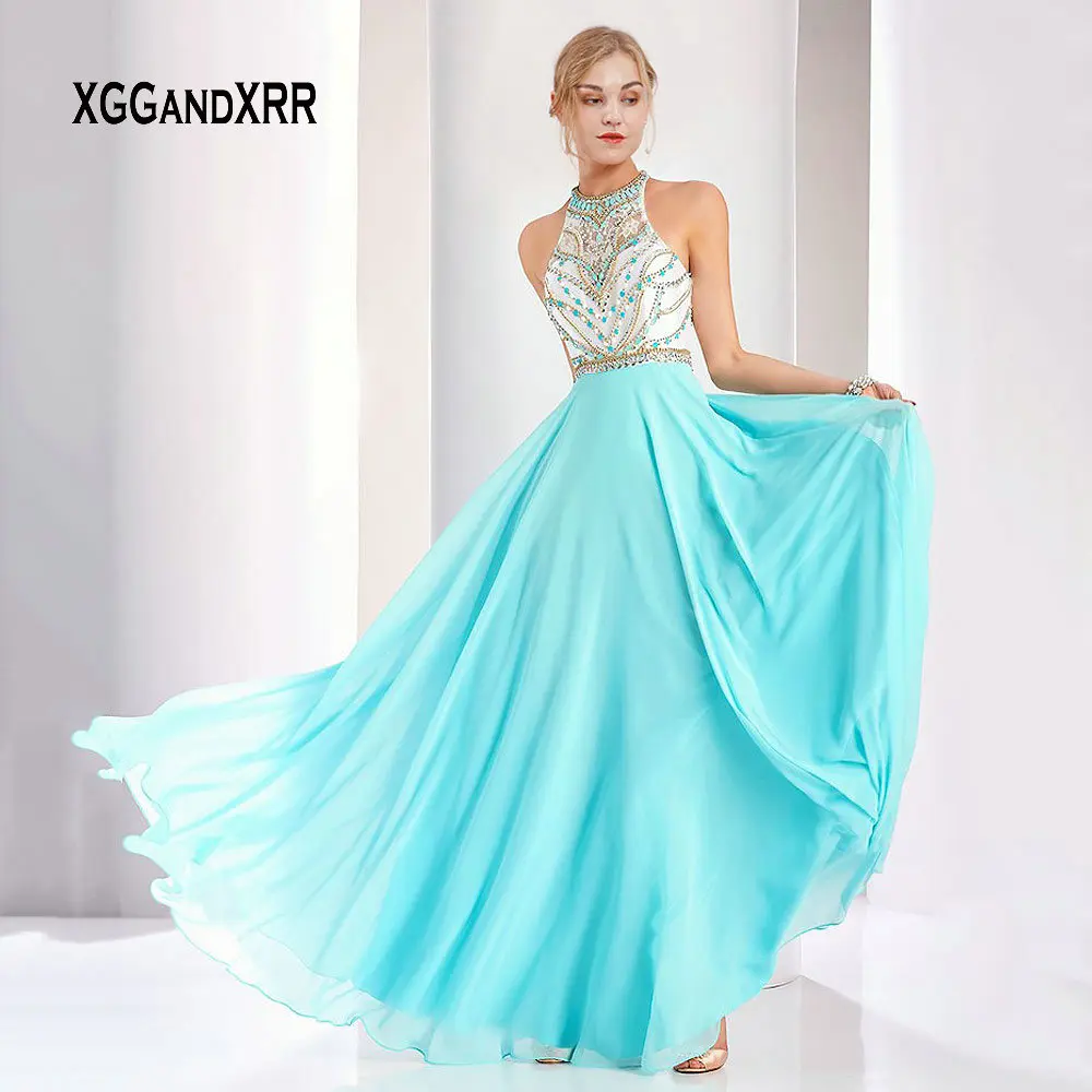 Голубое платье с v-образным вырезом и длинными рукавами с металлической кружевной аппликацией, бальное платье цвета шампанского, Длинные вечерние платья 15 16