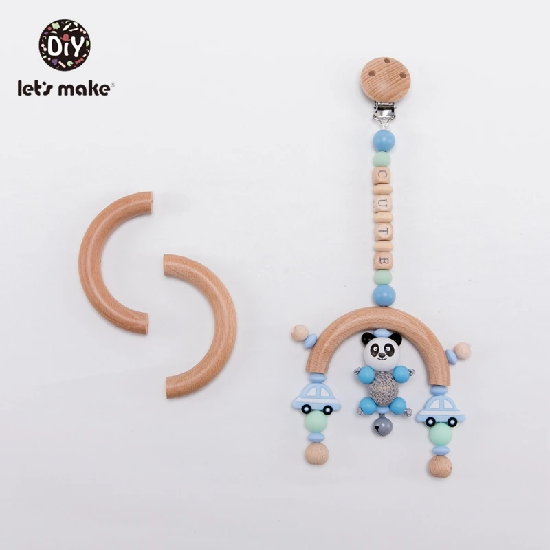 Let's Make 10pcs Baby Teether Wooden Ring Beech Half Ring With Hole 48*96mm Natural Wood Teething DIY Craft Accessories BPA Free