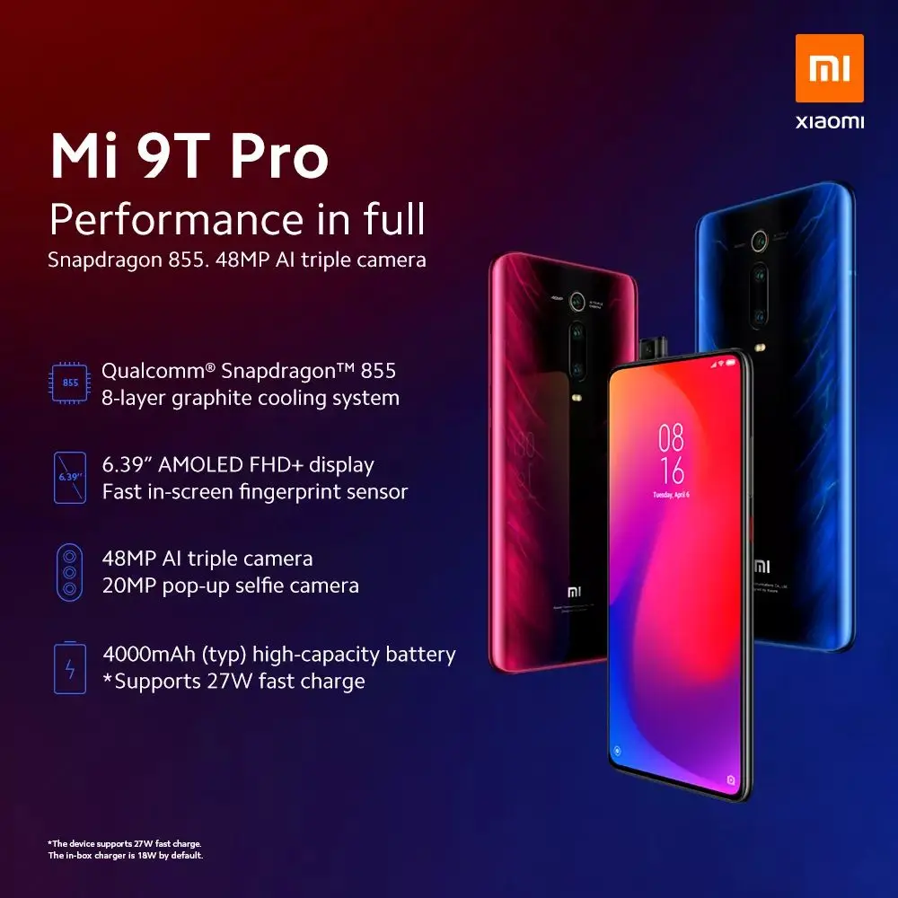 Global Version Xiaomi Mi 9T Pro 9 T (Redmi K20 Pro) 6GB 128GB Snapdragon 855 Smartphone 48MP Triple