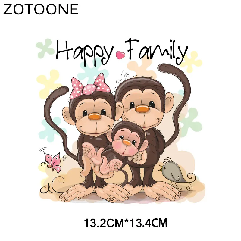 ZOTOONE милые животные обезьяна медведь Железные на патч передачи для одежды футболки приложения DIY теплопередачи аппликации стикер E