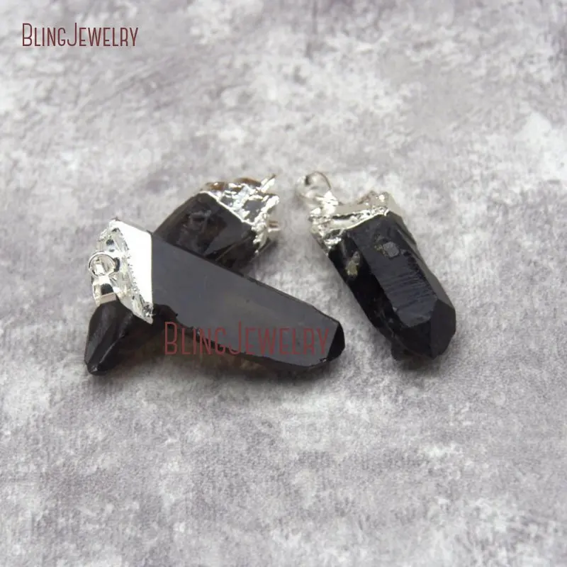 20190802-PM27390-Latest  Irregular Faceted Irregular Shape Smokey Quartz Silver Finish Pendant