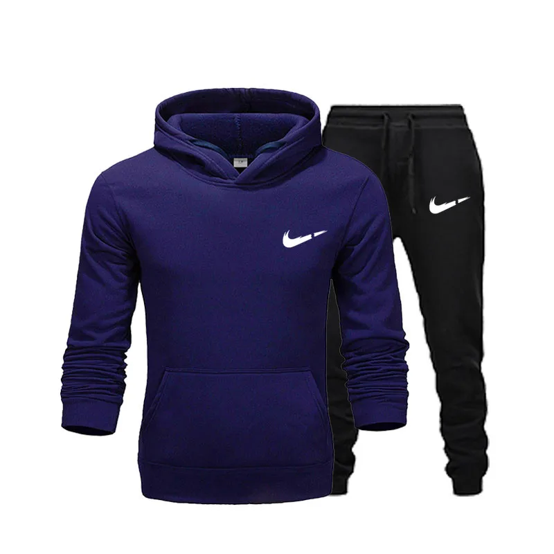 Sets 26 Осенне-зимние новые модные мужские толстовки, костюмы, фирменный спортивный костюм, мужские хип-хоп толстовки+ Тренировочные штаны, флисовый пуловер с капюшоном - Цвет: Sets 26