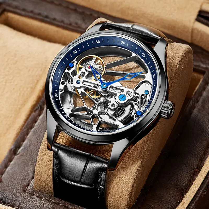 Mechanical Watch Hollow out Tourbillon Automatic MAN WATCH Limited Edition Mechanical Watches Fashion Belt and Steel Band