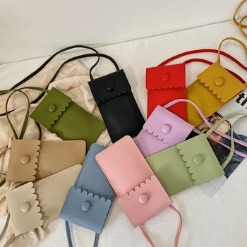 

Simple Candy PU Leather Crossbody Bag Classic Texture Creative Design Chic Women Flower Shoulder Small Phone Pouch