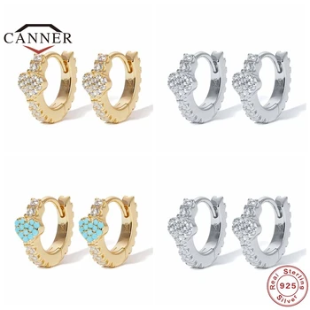 

CANNER Real 925 Sterling Silver Hoop Earrings For Women Fashion Heart-shaped Diamond Piercing Earring Earings Jewelry pendientes