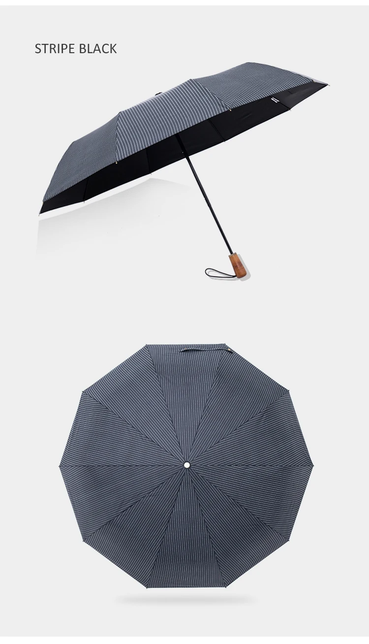 Парашютный складной зонт от дождя для женщин и мужчин, винтажный зонт от солнца с деревянной ручкой, ветрозащитный 10 ребер, анти-УФ Зонт для гольфа UPF50