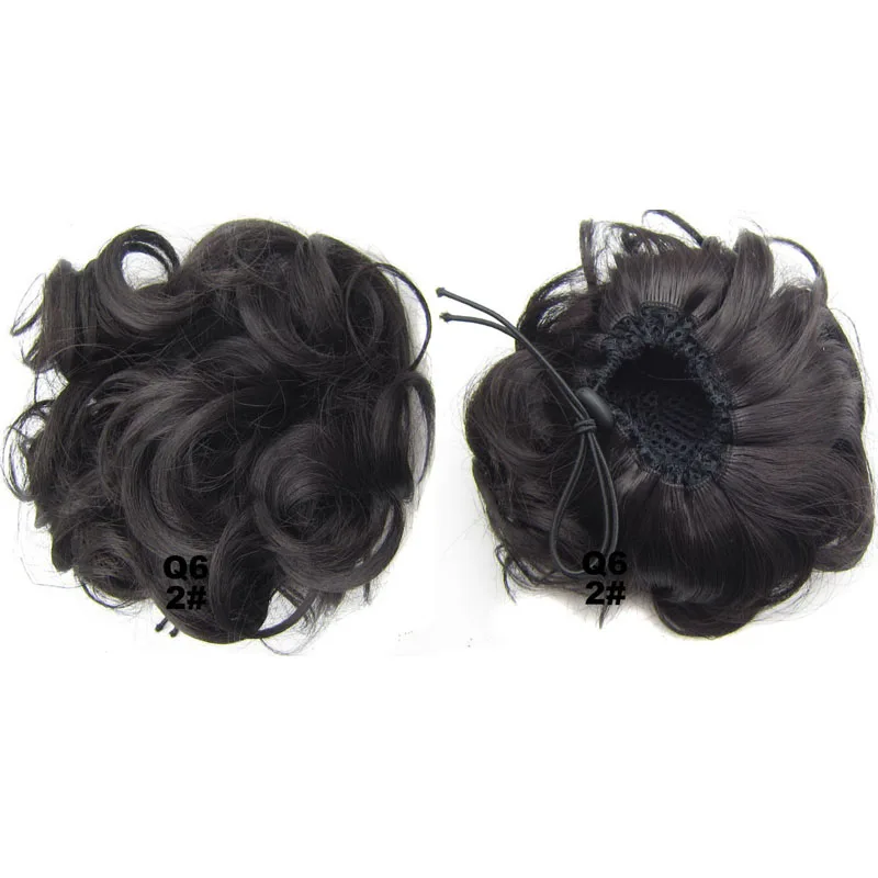 #2 Женский пушистый классический Updo шиньон синтетический волнистый кудрявый эластичный резиновый ремешок грязные волосы пучок кусок - Цвет: #2