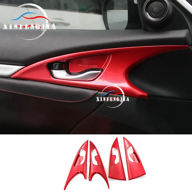 Для Honda Civic- 4 шт. красная внутренняя дверная Чаша Дверная ручка панель накладка