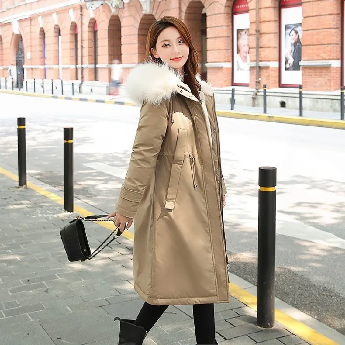 

Photo Shoot Parka 19 New Style Women's Rex Rabbit Fur Inner Wearing Coat Winter Mid-length Loose And Plus-sized Cotton-padded Cl