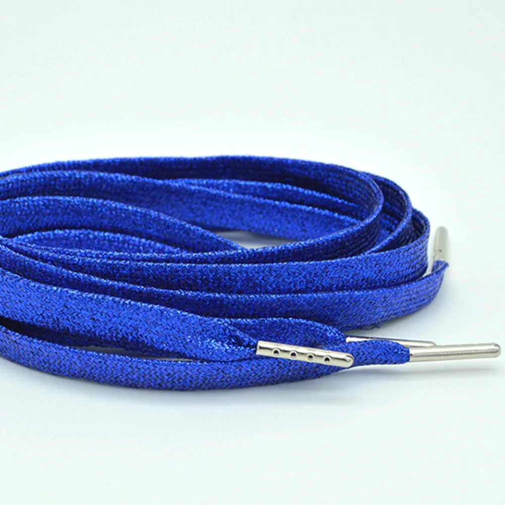 Dark Blue 1 пара плоских шнурков серебристые металлические шнурки кемпинговые шнурки 110 см Металлический Блестящий шнурок золотого цвета - Цвет: Dark Blue
