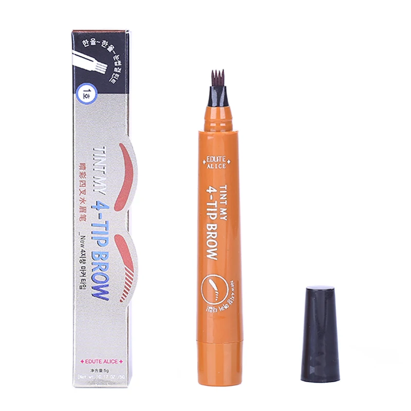 Natural 3D Microblading Eyebrow Tattoo Pen with 4 Micro Tips Superfine Sketch Liquid Eyebrow Pencil Waterproof Brow Tint TSLM2