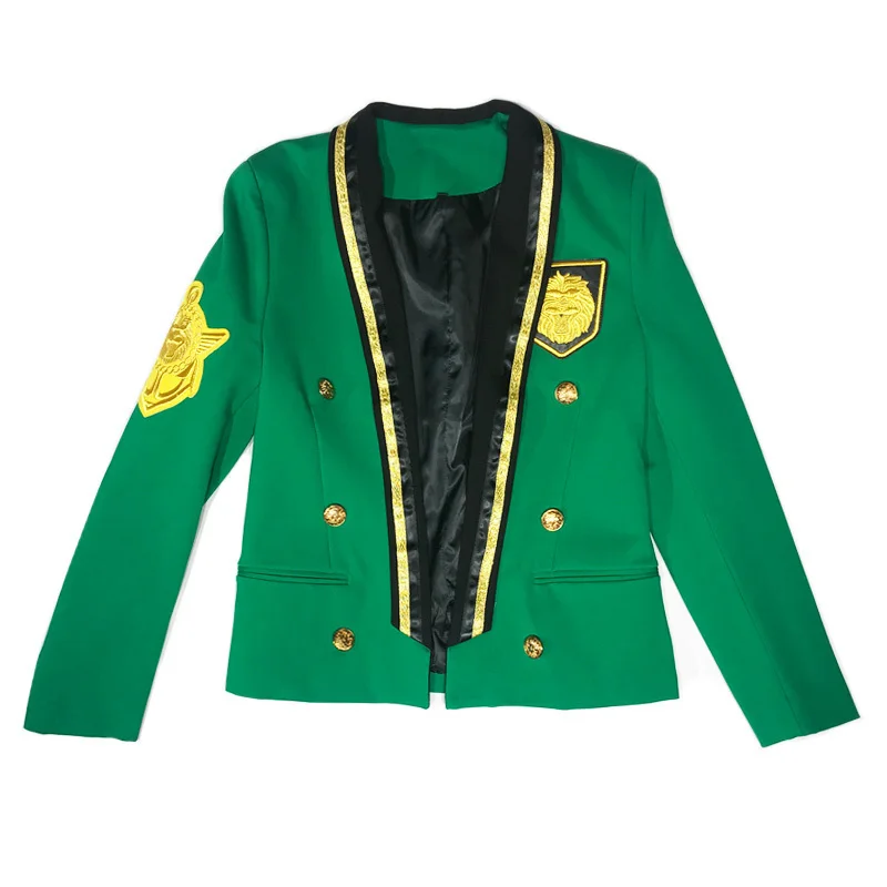 

Green / Gold Thread Surround Insignia New Fashion Stage Suit Men Party Blazer Slim Fit Jacket Singer Performer Coat