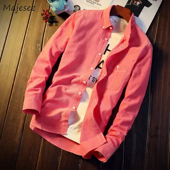 

Shirts Men Large Size Turn-down Collar Single Breasted Solid Simple All-match Slim Trendy Soft Shirt Mens Long Sleeves Daily