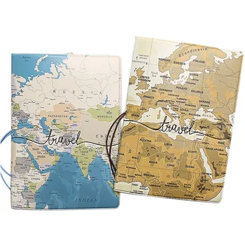 

2020 World Travel Maps Pattern Passport Cover With ID &Card Holder Passport Wallets drop shipping