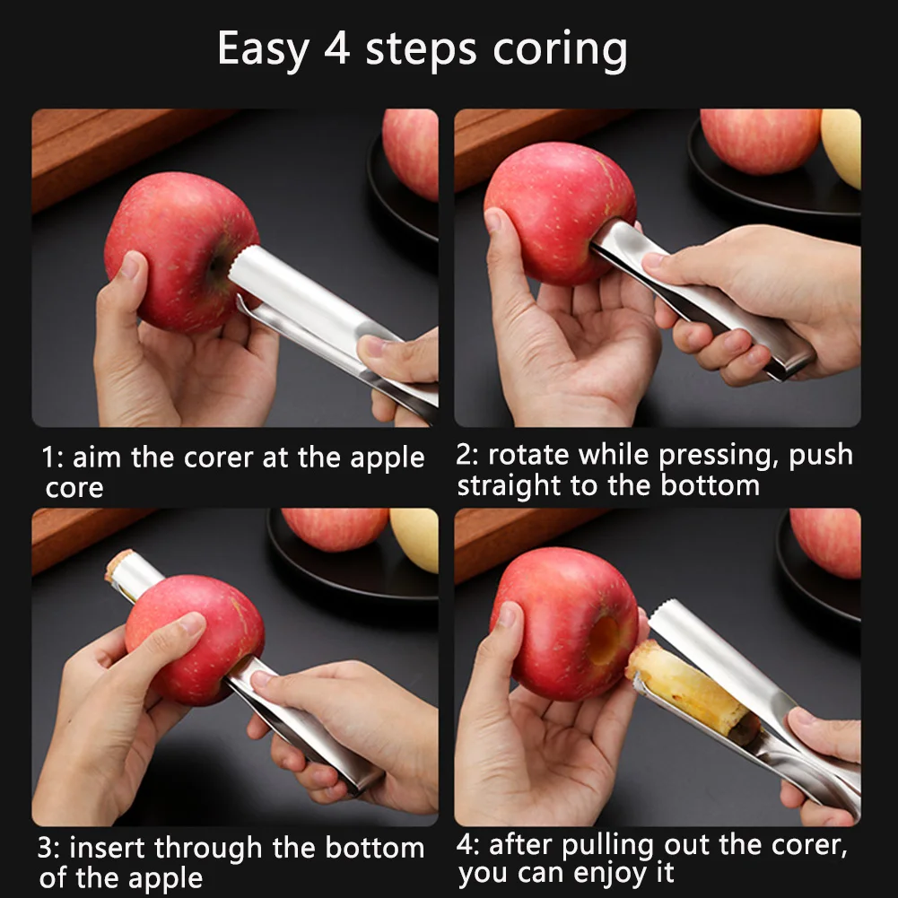 Pear Pitter Stainless Steel Handheld Vegetable Cutter Kitchen Gadgets Fruit Core Remover Quick Easy Twist Manual Tools Durable