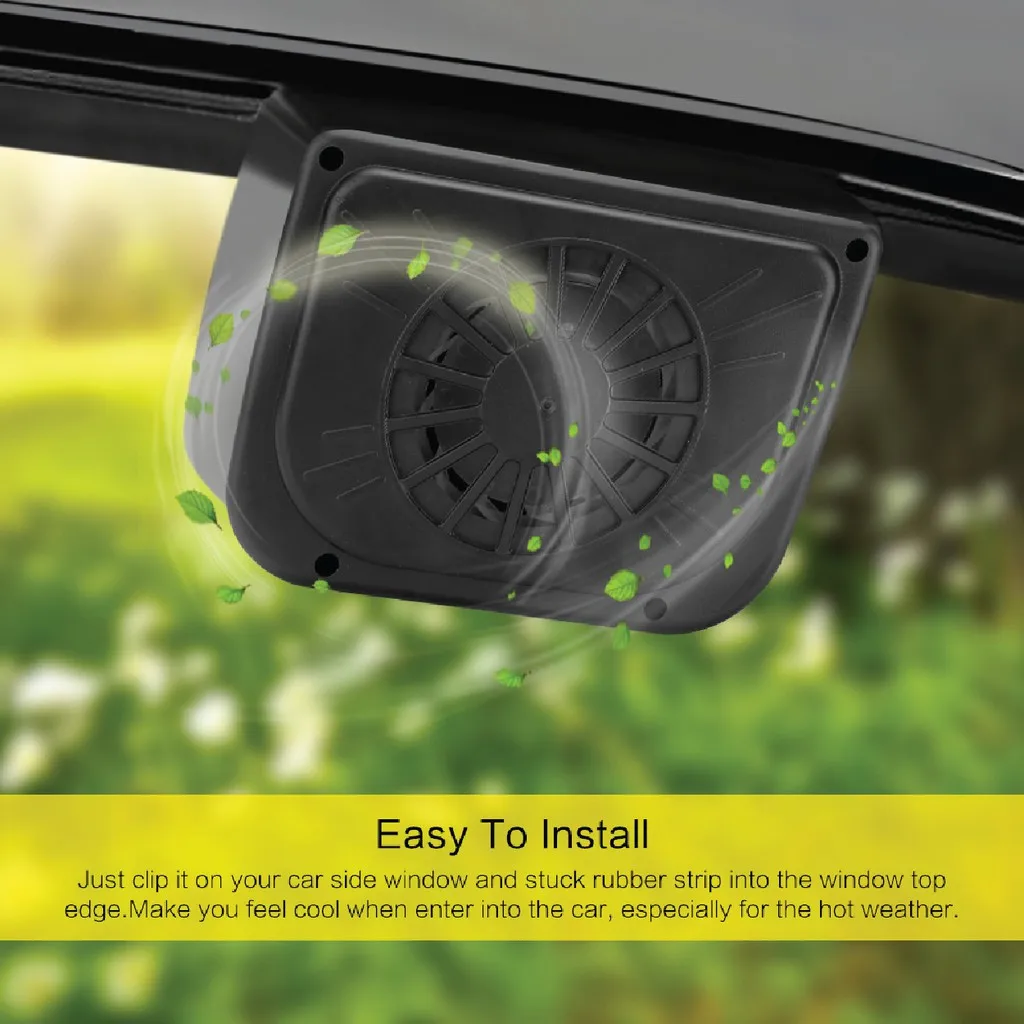 PortableCarSolarPoweredAutoFanCoolerAutoWindowFanColderAir