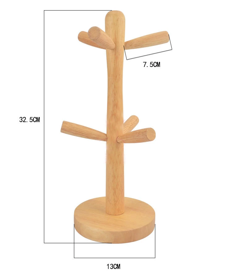 Jaswehome деревянный кухонный стеллаж для хранения, стеллаж для кружек, дерево, съемная подставка для кружек, органайзер для кофейной чашки чая, вешалка, держатель с 6 крючками