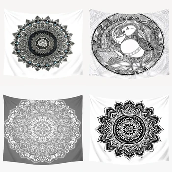 

Boho Black Carpet Wall Tapestry Mandala India Bohemia Elephant Psychedelic Fatima Hand Hippie Home Decor Wall Cloth Tapestries