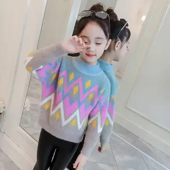 

Toddler Girl Sweater 2020 Autumn Winter Long Sleeve Warm Baby Girls Sweaters Children Kids Imitation Mink Pullover Top Clothing