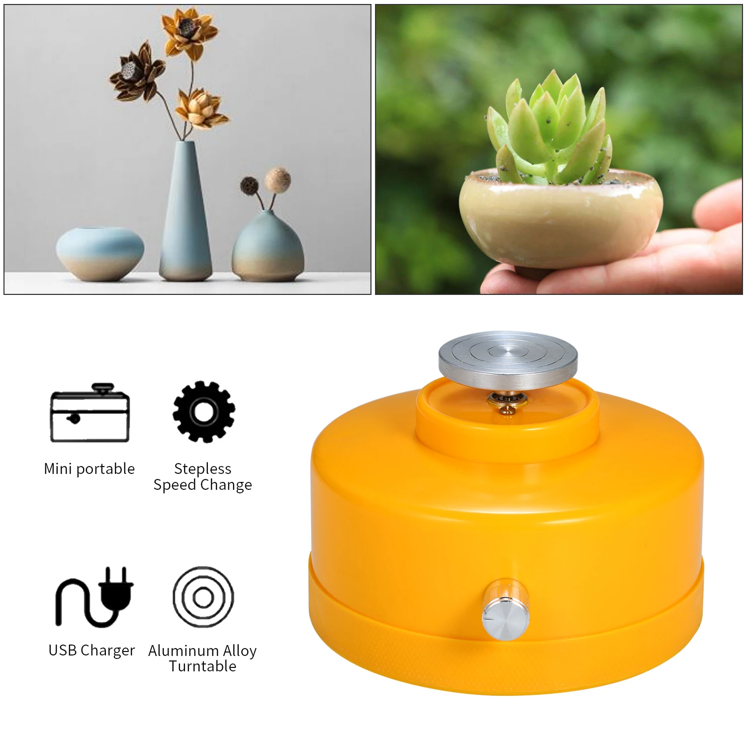 

Pottery Wheel Machine USB Mini 4.3cm Electric Turntable Handmade Clay Throwing Making Ceramic Machine DIY Craft