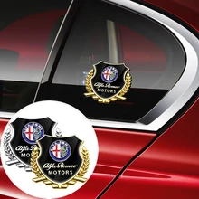

2Pcs Car Exteriors Metal Window 3D Sticker Emblem Door Waterproof Decal For Alfa Romeo Spider Giulia Giulietta 147 159 4c 8c Mit