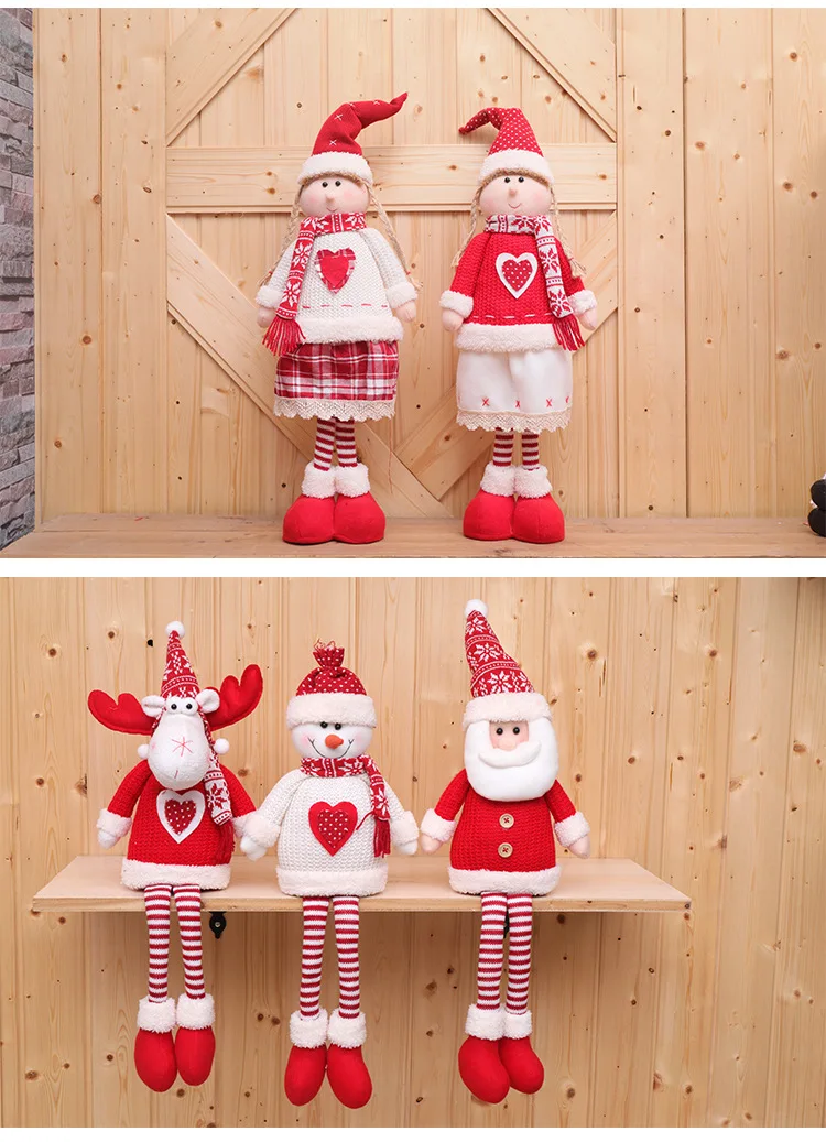 Рождественские куклы большого размера, выдвижной Санта-Клаус, снеговик, лося, игрушки, рождественские фигурки, игрушки, рождественский подарок для детей, украшения на елку