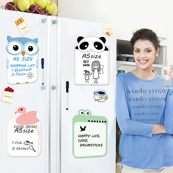 

4pcs Cartoon Refrigerator Sticker Cute Fridge Message Board Memo Writing Painting Removable Erase Sticker For Home Kitchen Decor