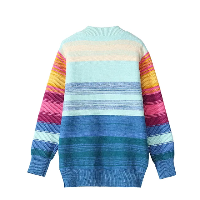 Oversized sweater with embroidered rainbow