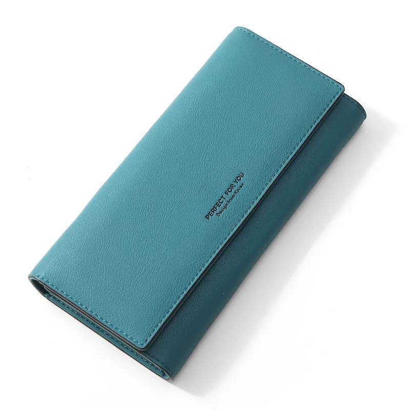 Sea Blue Модный Цветной Женский Длинный кошелек-клатч, Много отделов, карман для телефона, держатель для карт, кошелек, женский кожаный кошелек Carteras - Цвет: Sea Blue