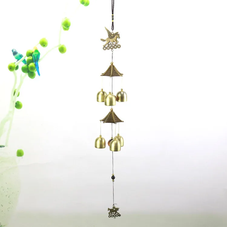 Double Layer Pegasus Lucky Feng Shui House Protection Alloy Feng Shui Wind Chime Anti-theft Doorbell Car Pendant Wholesale