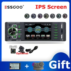 ESSGOO – Autoradio stéréo FM avec écran IPS de 3.8 pouces, Bluetooth, 1 din, lecteur MP5, Microphone, mirrorlink, caméra de recul 