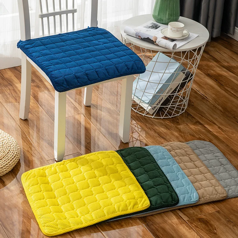 CorduroyDiningChairCushionsFashionSimpleStyleSolidColorPlaid