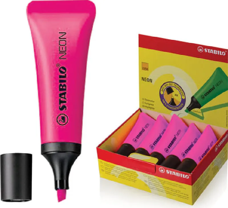Highlighter Stabilo &quotNeon&quot Pink Line 2-5mm 72/56 2 Pieces bright permanent multi-colored liquid goods for creativity stationery office and