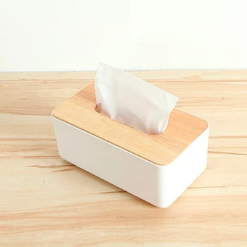 

Tissue Box Dispenser Wooden Cover Paper Storage Holder Napkin Case Organizer