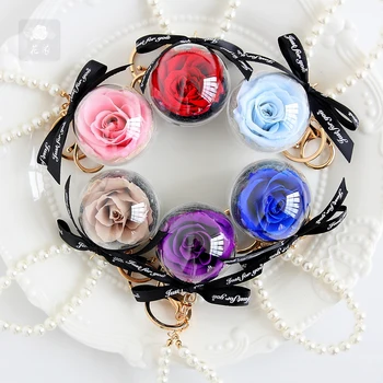 

Immortal Flower Car Hanging Keychain Pendant Creative Yonghua Flower Acrylic Ball Christmas Thanksgiving Valentine's Day Gift