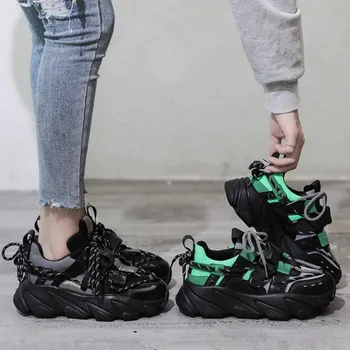 

Autumn Winter Women Platform Sneakers High lace-up Vulcanize Shoes luxury Designer Female fashion Sneakers I3-34