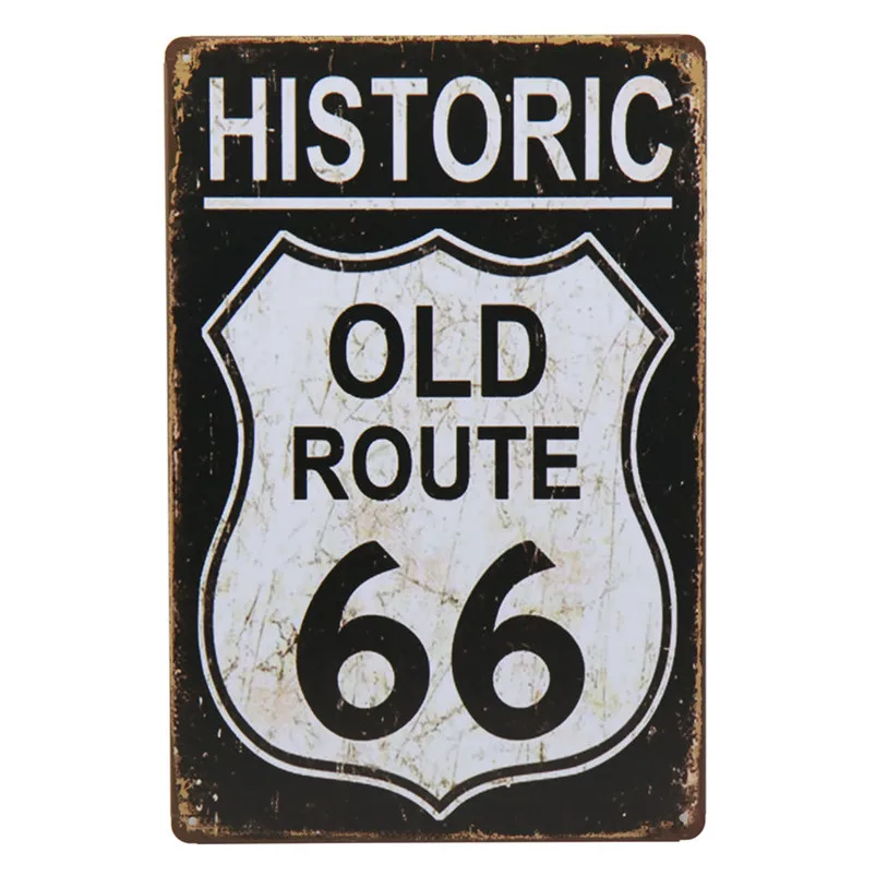 Route 66 металлическая пластина плакат паб вверх бар знаки Искусство Железный кафе-гараж Настенный декор ретро-наклейки винтажный оловянный знак жестяная живопись H17 - Цвет: M