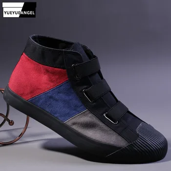 

Fashion Mens Colors Mixed High Top Causal Canvas Shoes 2020 Spring New Slip On Loafers Joggers Sneakers Male Trainers Shoes