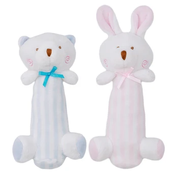 

Baby Cute Rabbit Cartoon Bear Plush Toys Rattle Bell Ring Newborn Hand Hold Baby Soft Plush Toys