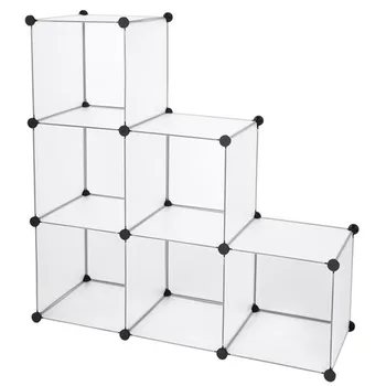 

Cube Storage Organizer 6 Cubes Shoe Rack DIY Plastic Modular Closet Cabinet Storage Organizer White